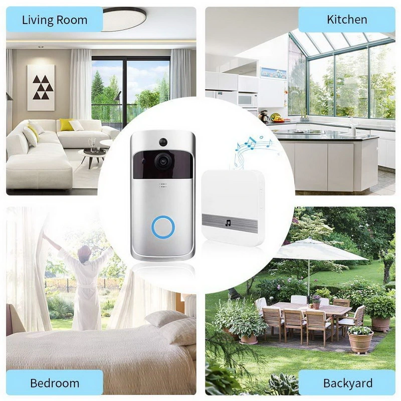 720p Home Video Smart WiFi Doorbell Wireless Doorbell with Camera Intercom Wireless Ring Doorbell